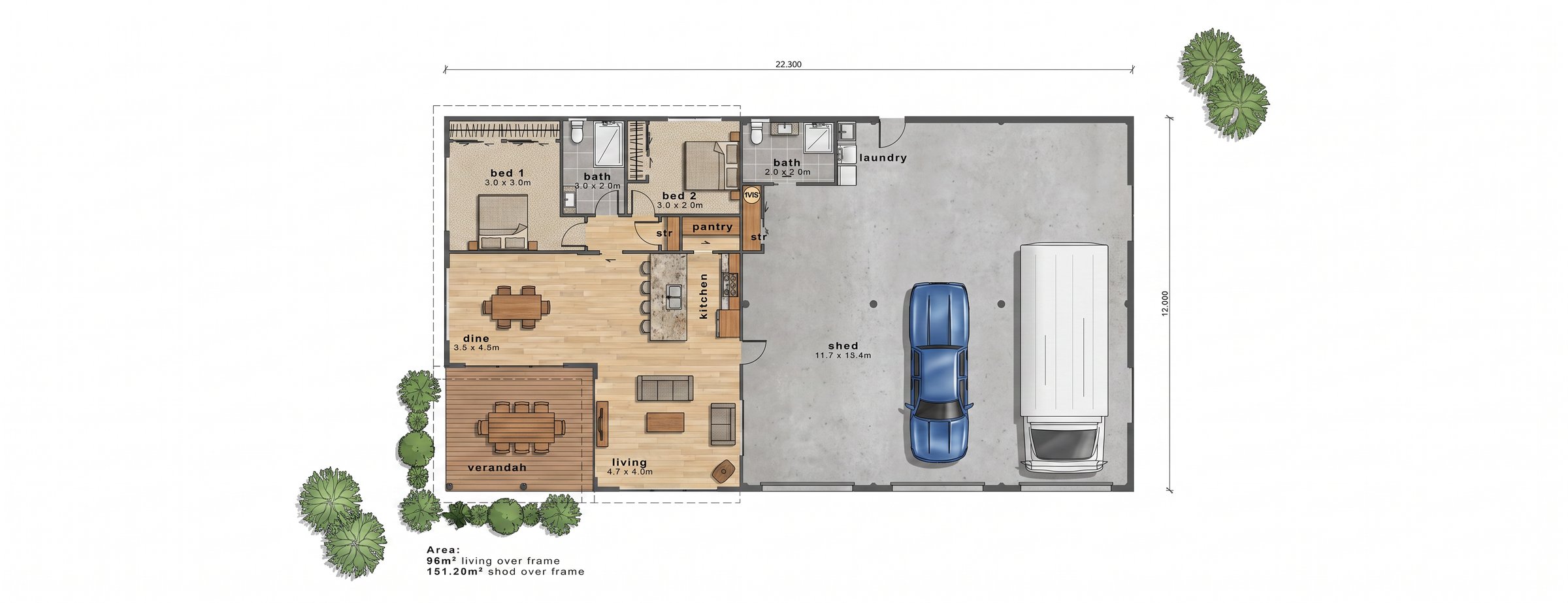 Barn Style Living floor plan - Xtreme Builders Taupō